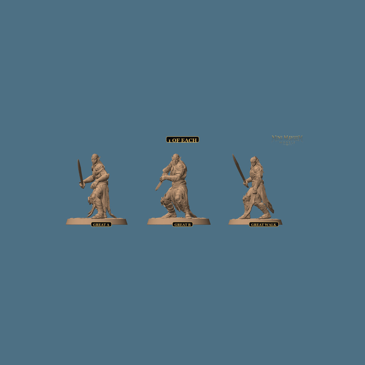 Hollow Blades Dark Elf Greatsword Deepwood Hollow | Option: 1 of each | DND miniatures Deepwood Hollow Rescale Miniatures