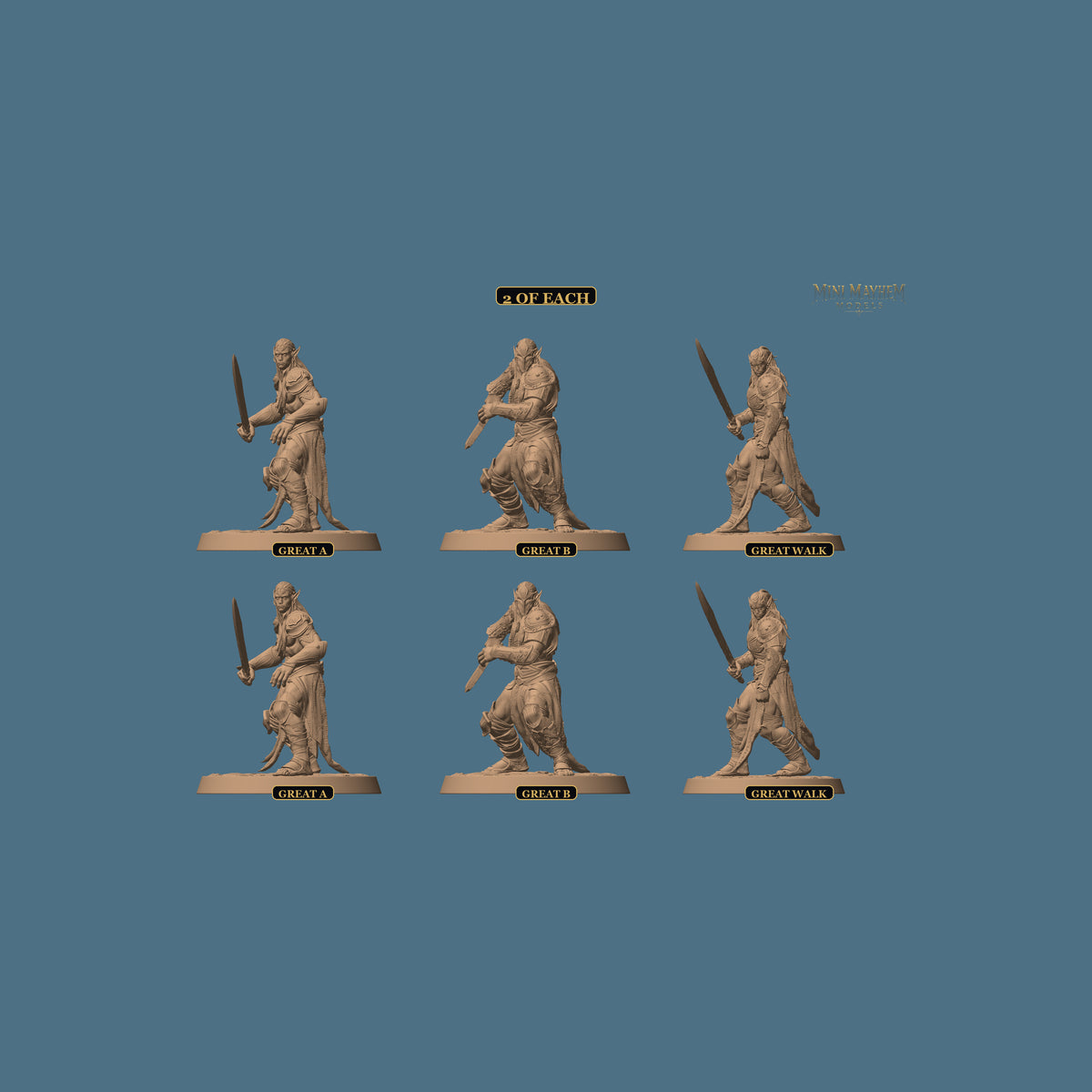 Hollow Blades Dark Elf Greatsword Deepwood Hollow | Option: 2 of each | DND miniatures Deepwood Hollow Rescale Miniatures