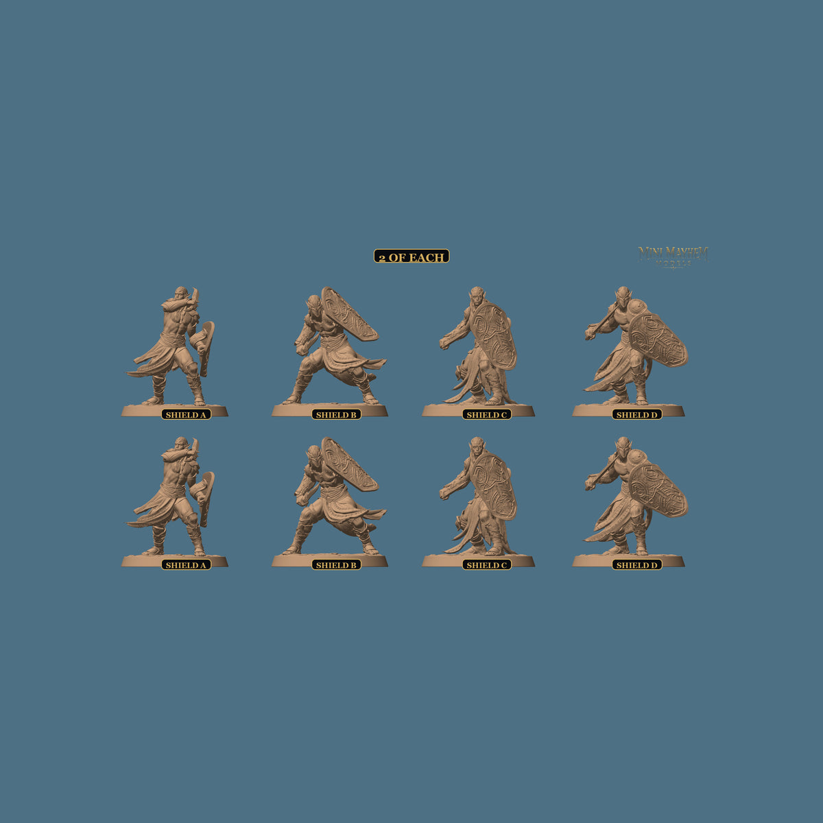 Hollow Blades Dark Elf Sword and Shield Deepwood Hollow | Option: 2 of each | DND miniatures Deepwood Hollow Rescale Miniatures