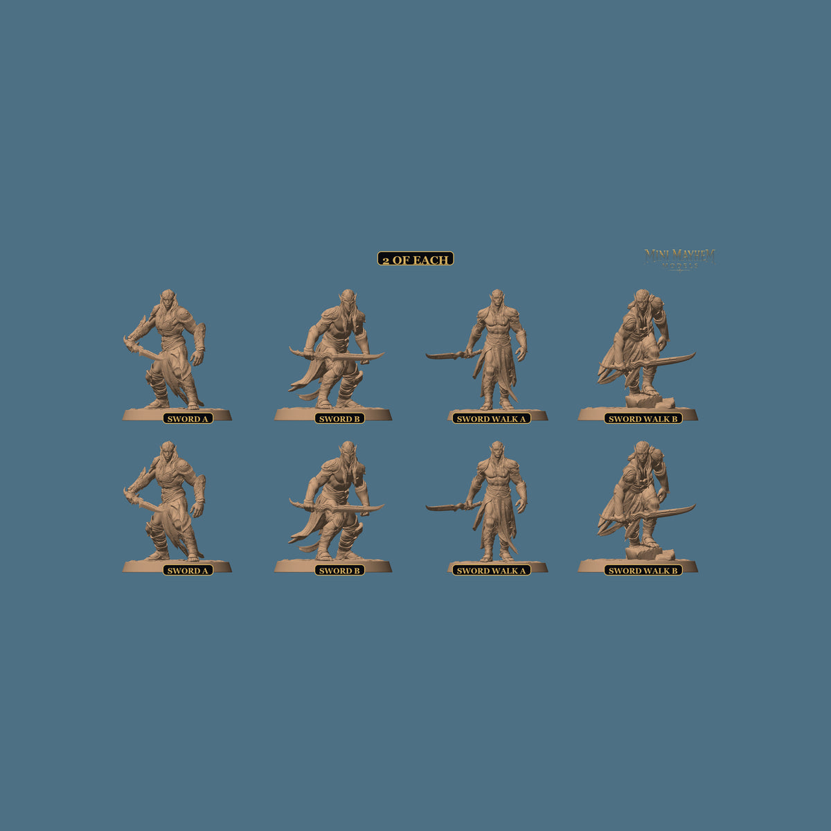 Hollow Blades Dark Elf Sword Deepwood Hollow | Option: 2 of each | DND miniatures Deepwood Hollow Rescale Miniatures