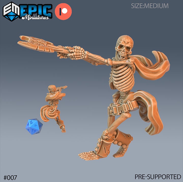 DND Miniature Crypt of Dread Skeleton Collection Dungeons and Dragons Mini Resin 3d Printed Set of 7 Skeleton 6 front DND miniature  16k resin