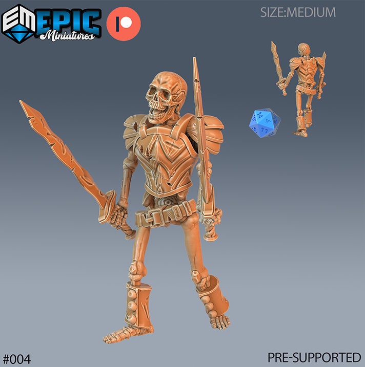 DND Miniature Crypt of Dread Skeleton Collection Dungeons and Dragons Mini Resin 3d Printed Set of 7 Skeleton 9 front DND miniature  16k resin