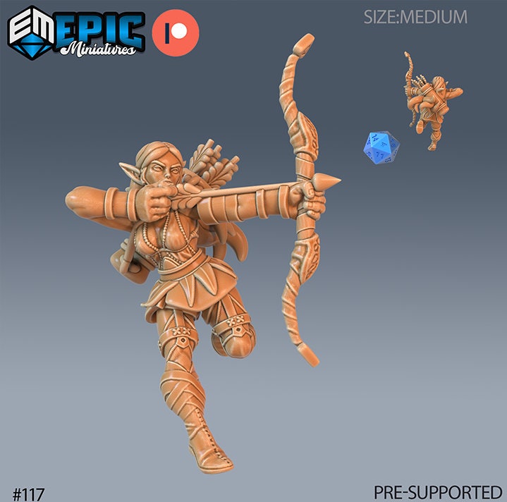DND Miniature Elves Elf Collection Dungeons and Dragons Mini Resin 3d Printed Character Set of 4 Druid Paladin Ranger Rogue Elf Rogue front DND miniature  16k resin