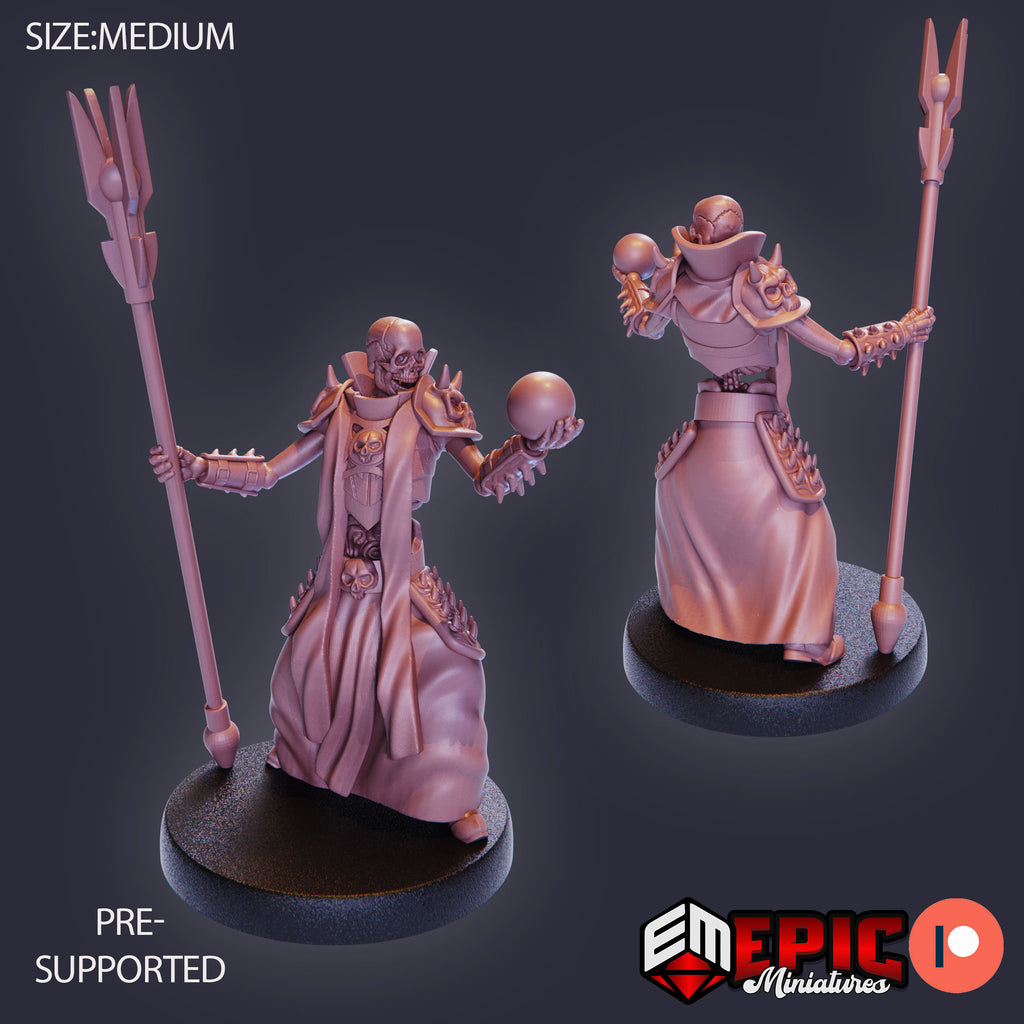 Skeleton Army Warlock front DND miniature Restless Bones 16k resin