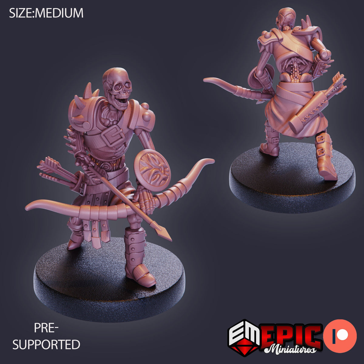 Skeleton Army Heavy Archer front DND miniature Restless Bones 16k resin