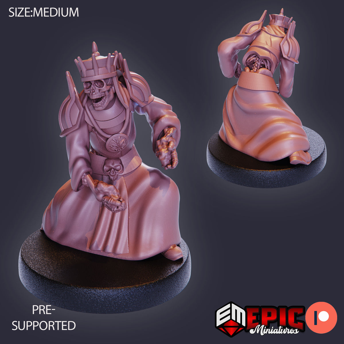 Skeleton Army Sorcerer front DND miniature Restless Bones 16k resin