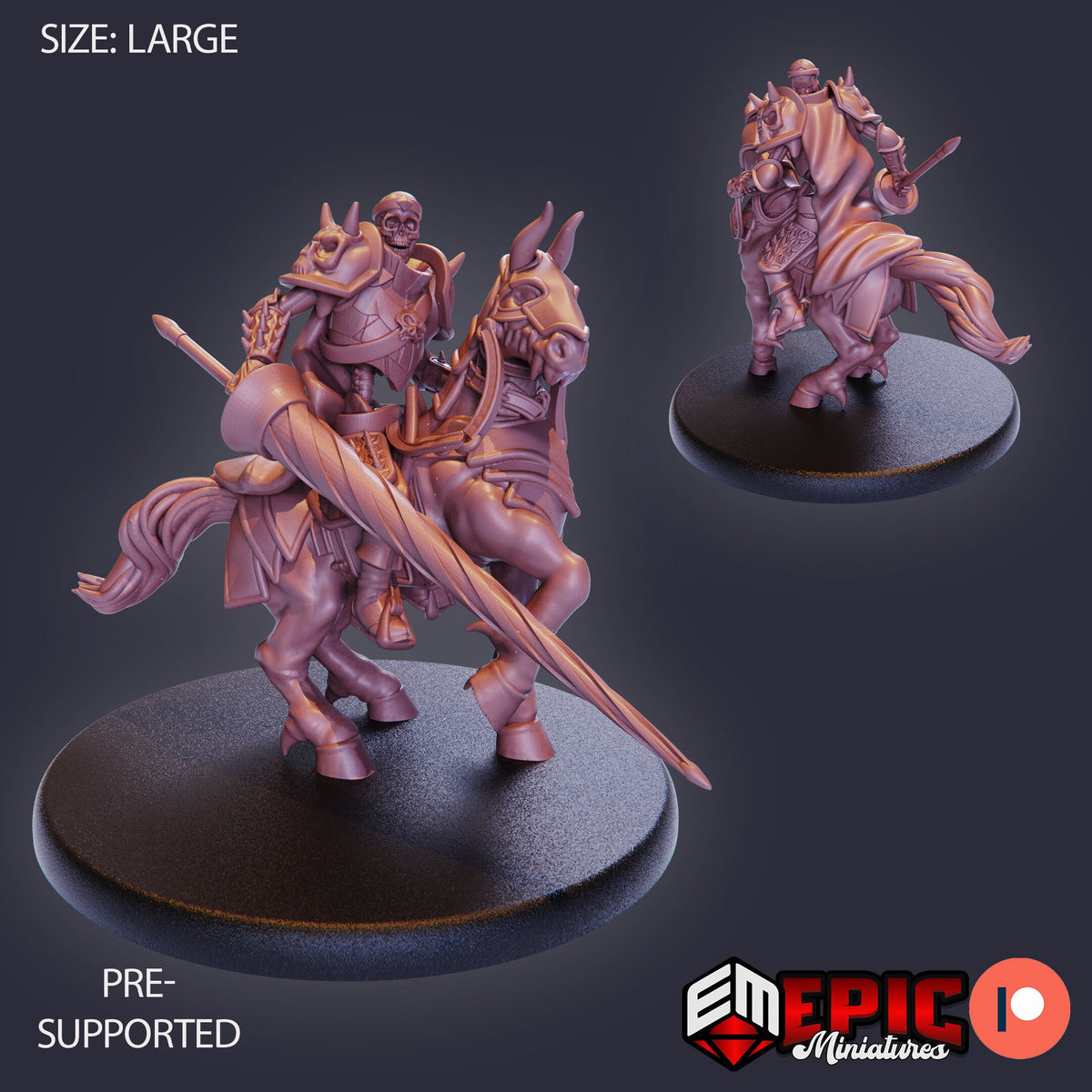 Skeleton Army Lance Rider front DND miniature Restless Bones 16k resin
