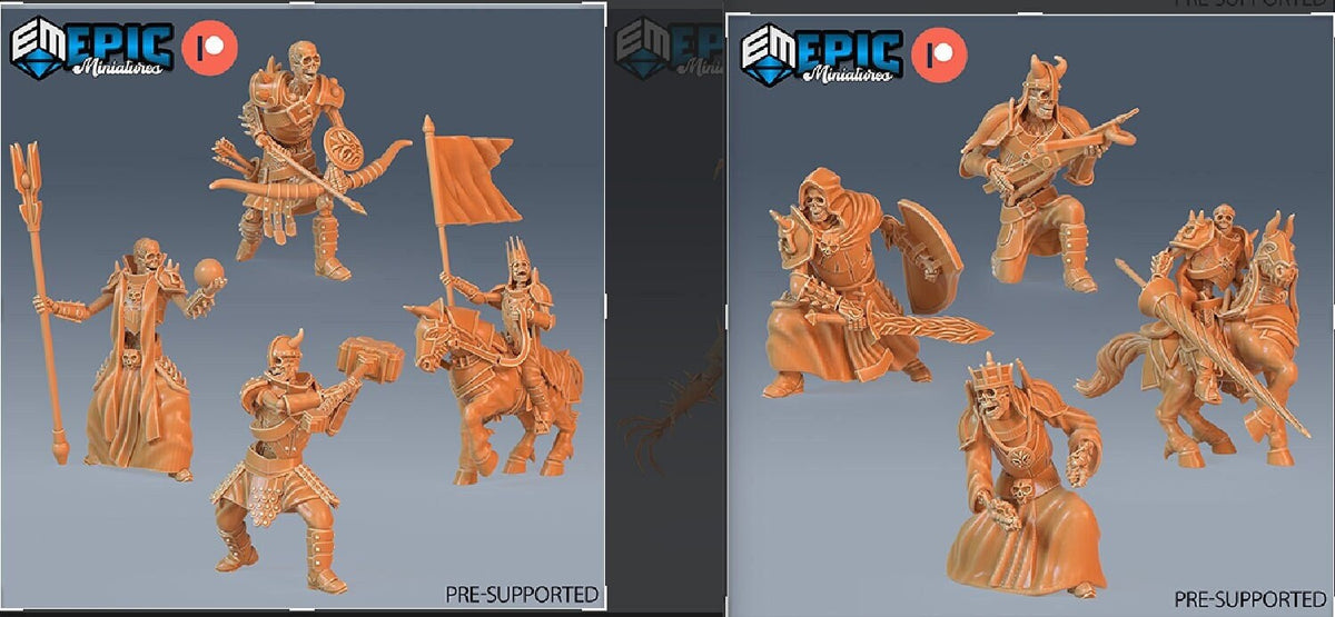 Skeleton Army King Rider front DND miniature Restless Bones 16k resin