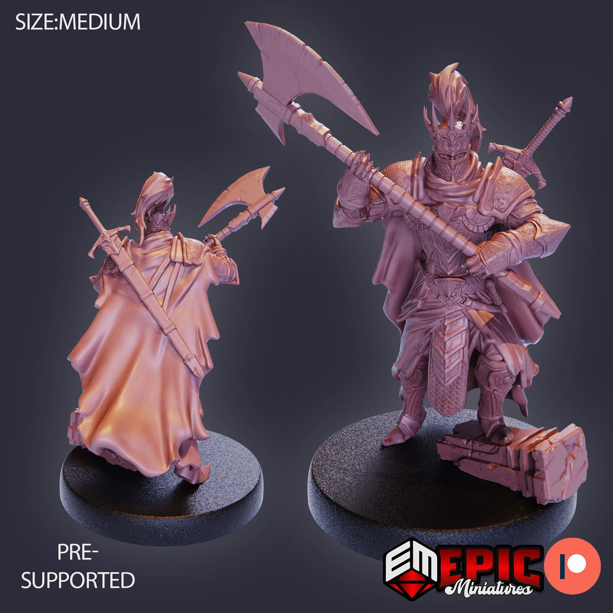 Death Knight Death Knight Axe front DND miniature Restless Bones 16k resin