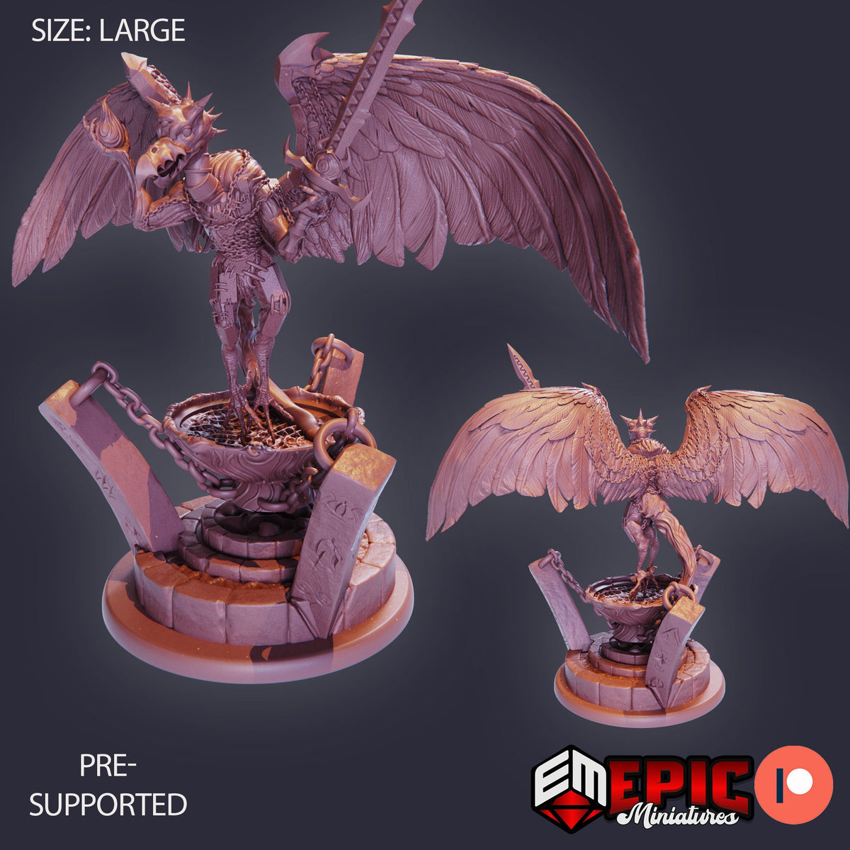 Vulture Demon Vulture Demon Ritual front DND miniature Restless Bones 16k resin