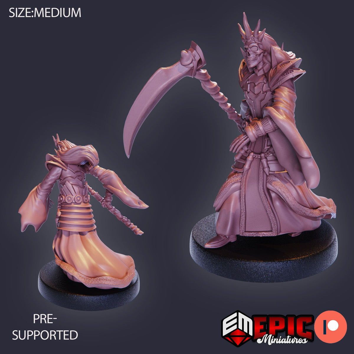 Ancient Lich Lich Scythe front DND miniature Restless Bones 16k resin