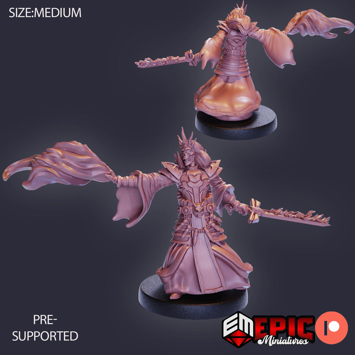 Ancient Lich Lich Scythe back DND miniature Restless Bones 16k resin