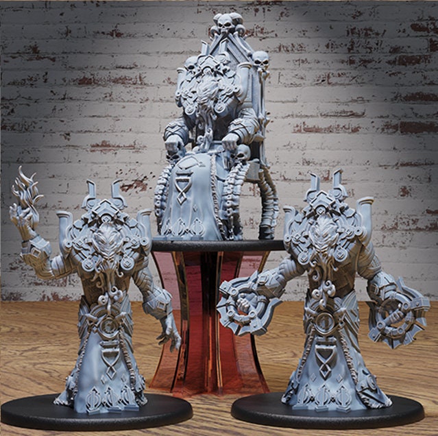 Mind Emperor Set of 4 DND Deep Dark Caves Collection Dungeons and Dragons Mini Resin 3d Printed Throne Flayer DND miniatures group photo