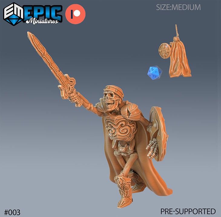 DND Miniature Crypt of Dread Skeleton Collection Dungeons and Dragons Mini Resin 3d Printed Set of 7 Skeleton 8 front DND miniature  16k resin