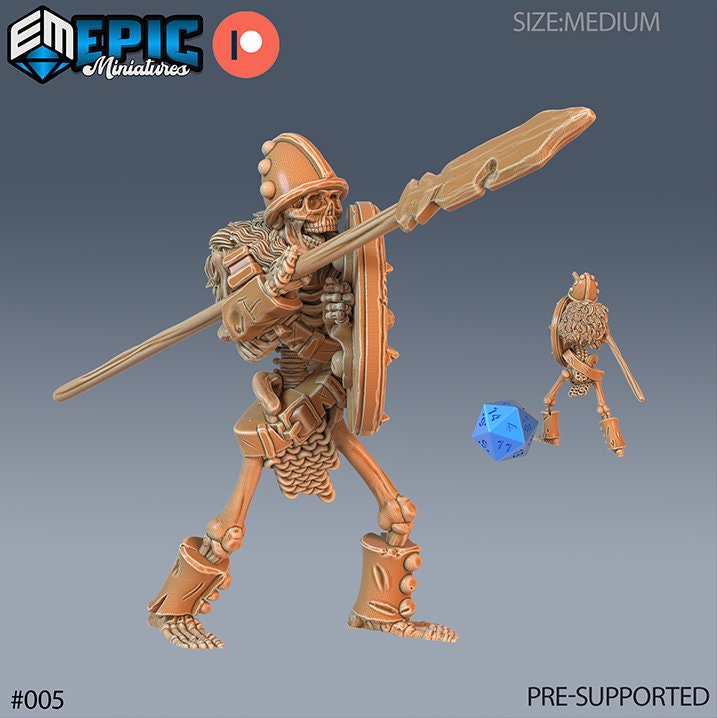 DND Miniature Crypt of Dread Skeleton Collection Dungeons and Dragons Mini Resin 3d Printed Set of 7 Skeleton 7 front DND miniature  16k resin