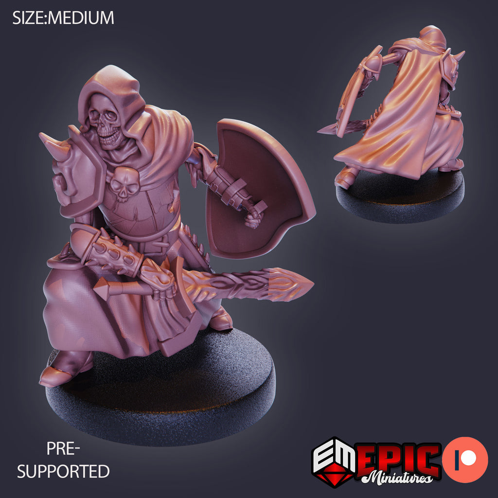 Skeleton Army Hooded Knight front DND miniature Restless Bones 16k resin