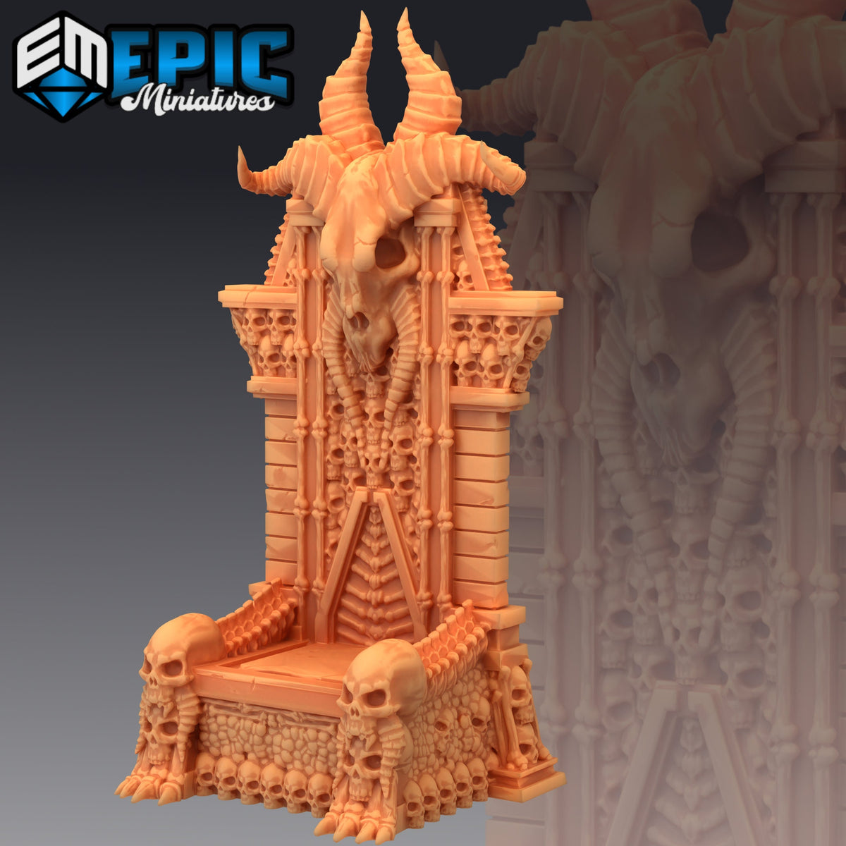 Orc Demon Lord Throne front DND miniature Restless Bones 16k resin