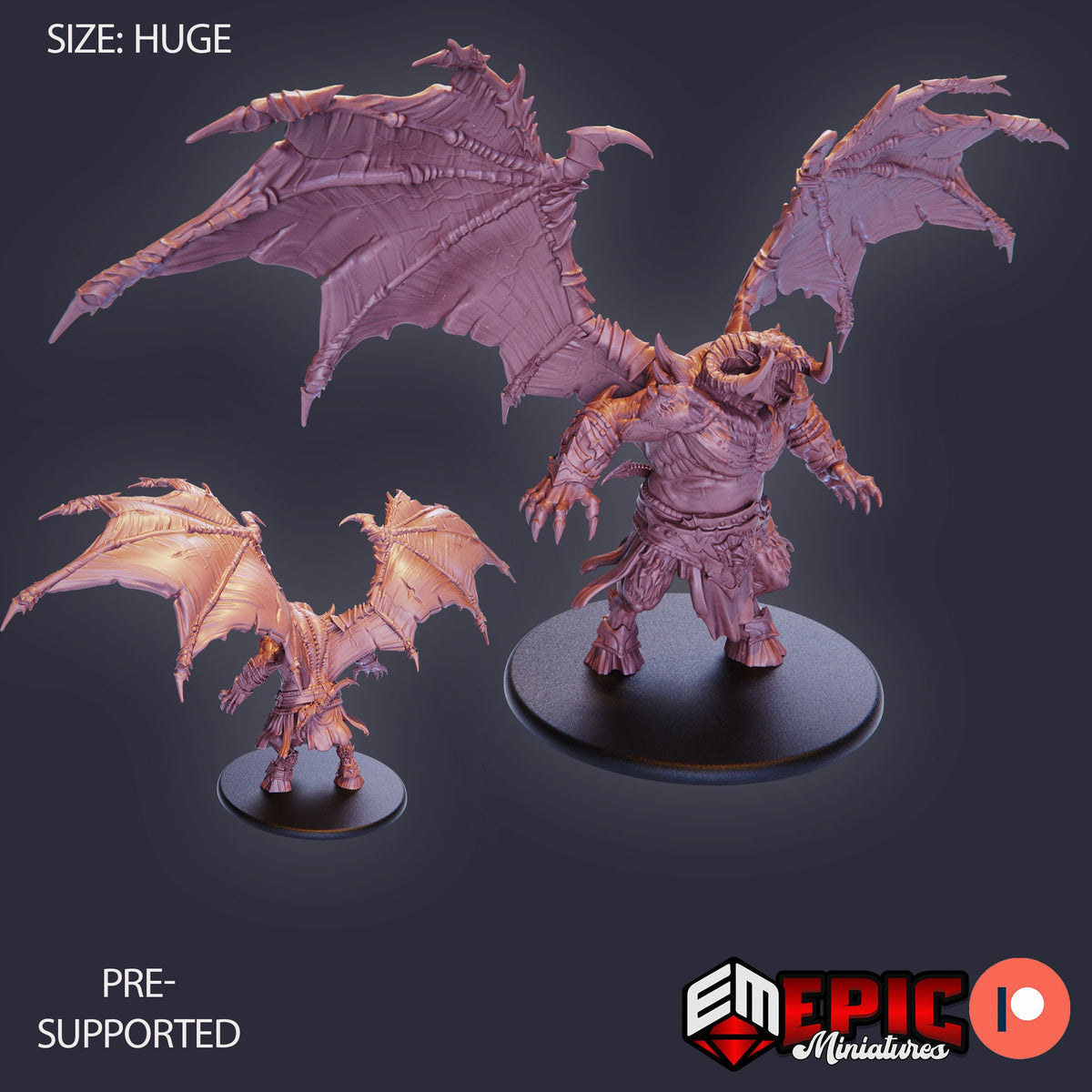 Orc Demon Lord Demon Lord Roar front DND miniature Restless Bones 16k resin