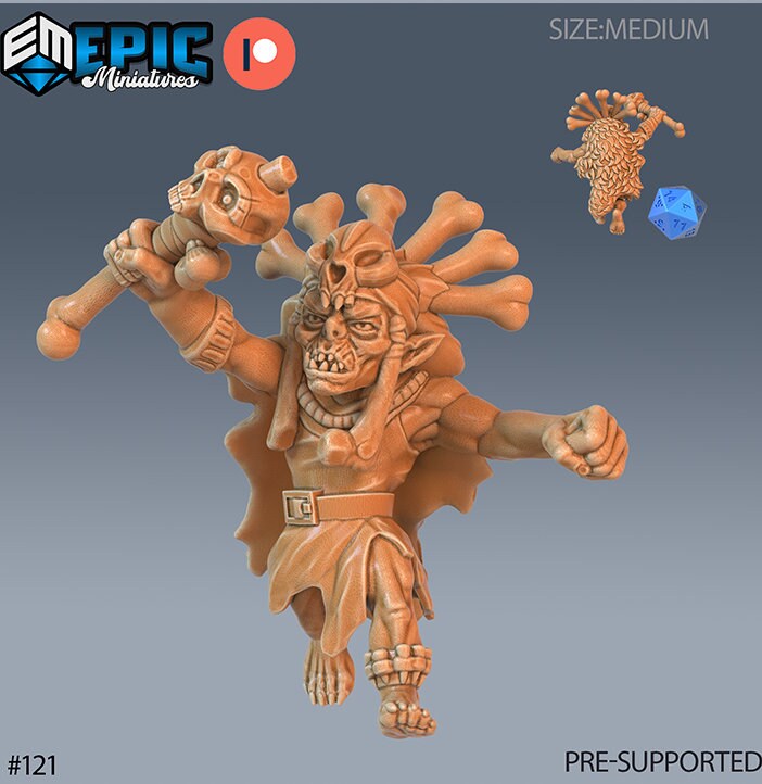 Goblin Goblin Shaman front DND miniature Restless Bones 16k resin