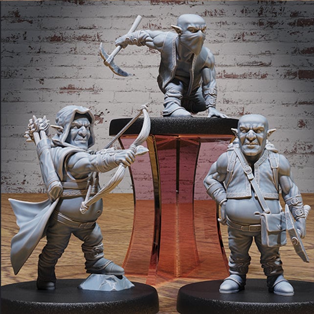 Deep Gnome Set of 6 DND miniatures group photo Deep Dark Caves