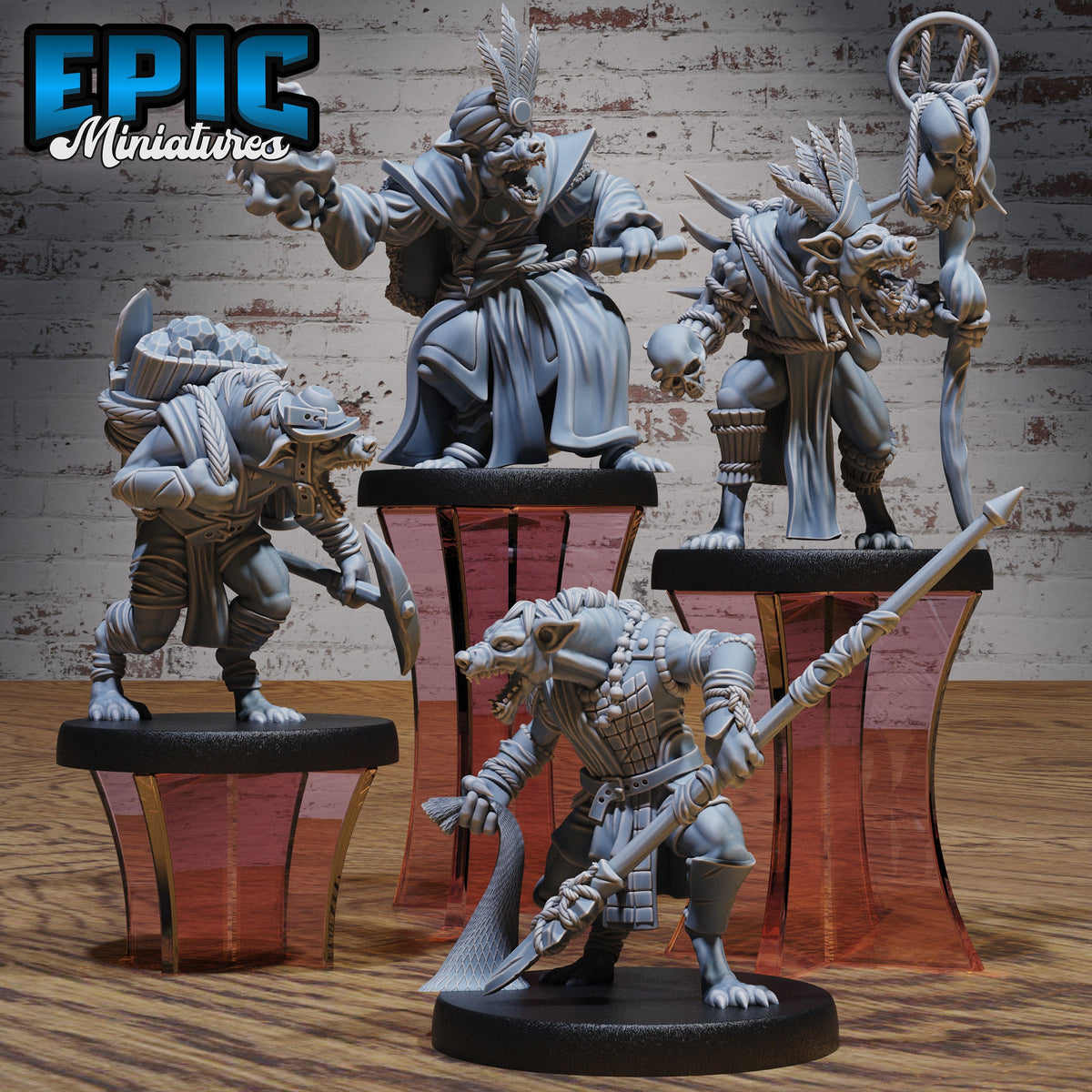 Gnoll Tribe 4689 front DND miniature Beast Hunt 16k resin