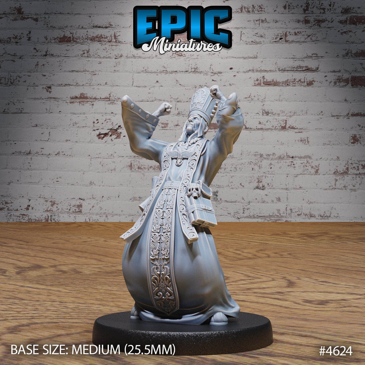 Fallen Bishop of 4 Option #4624 front DND miniature Faith Defender 16k resin
