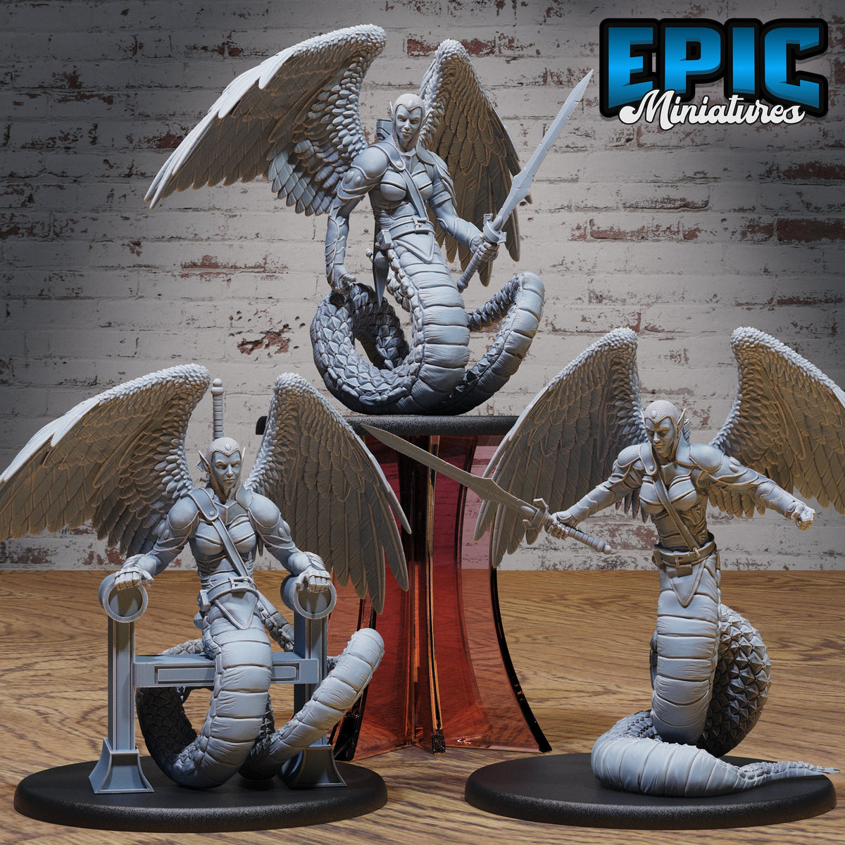 Holy Serpent Set of 3 DND miniatures group photo Faith Defender