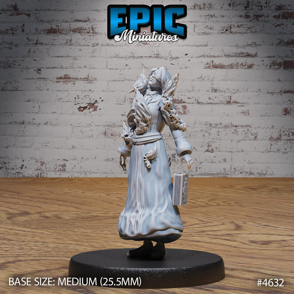Possessed Nun Set of 3 DND Minis | Faith Defender Collection | TTRPG | Grimdark Waterdeep Gothic Corrupted Mork Borg Evil Fiend Markovia Option #4633 front DND miniature  16k resin