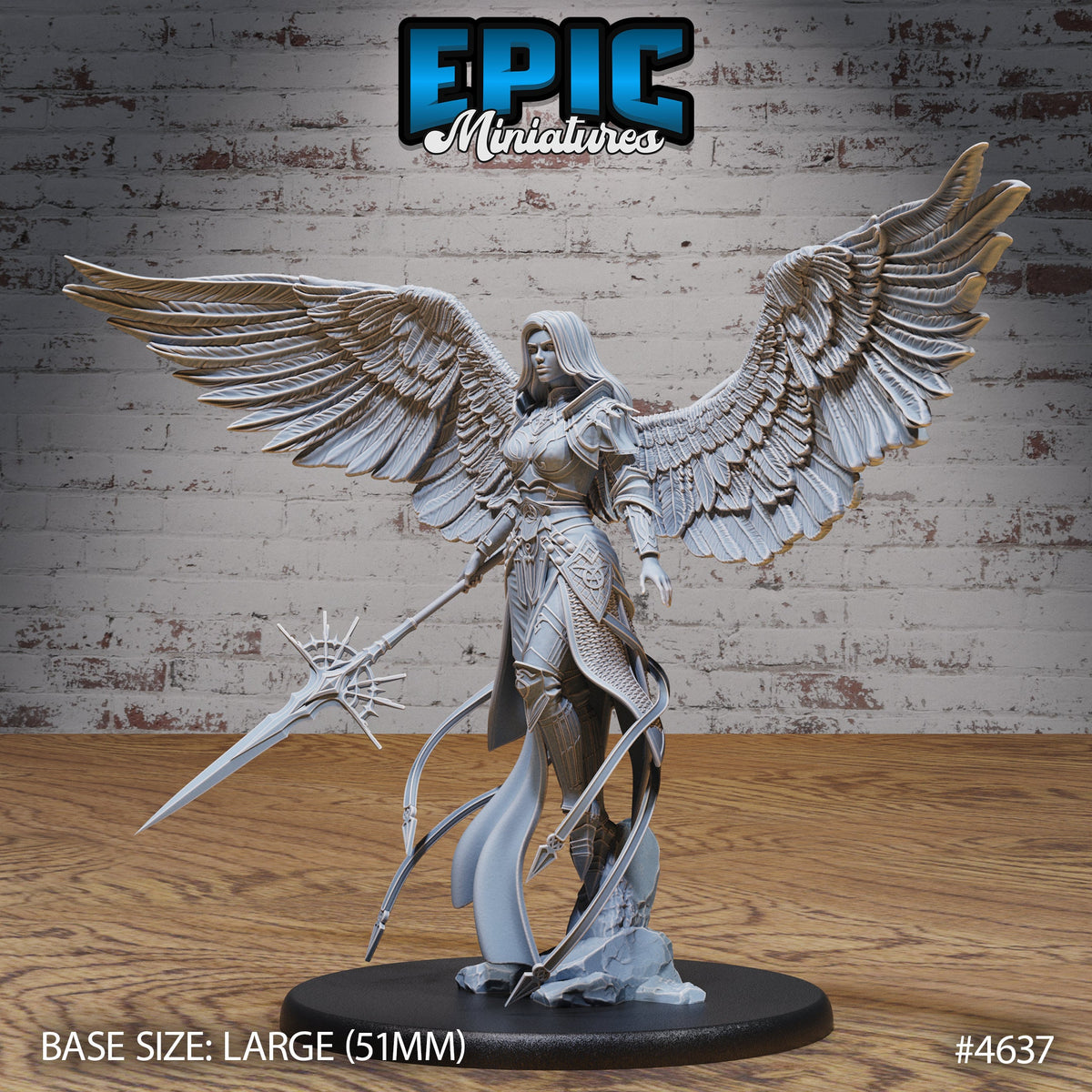 Female Planetar Angel Option #4637 front DND miniature Faith Defender 16k resin
