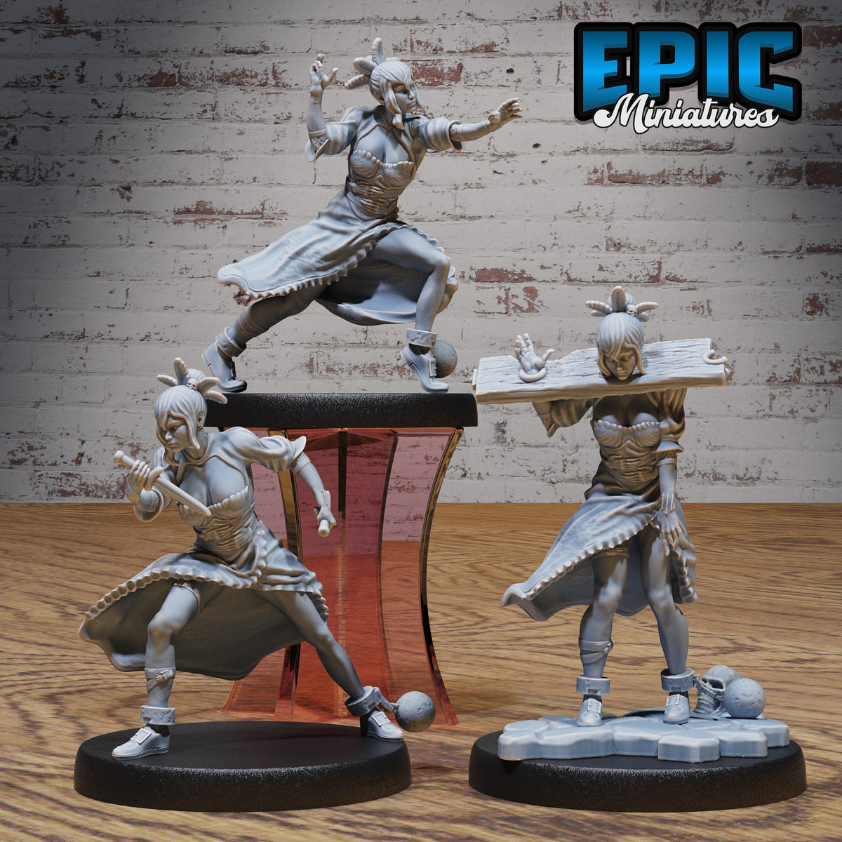 Captured Witch Set of 3 DND miniatures group photo Faith Defender