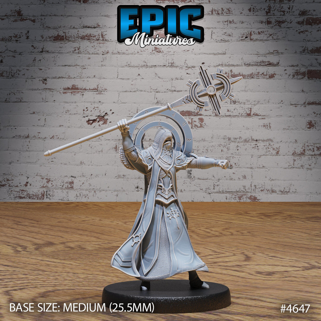 White Priest Option #4647 front DND miniature Faith Defender 16k resin