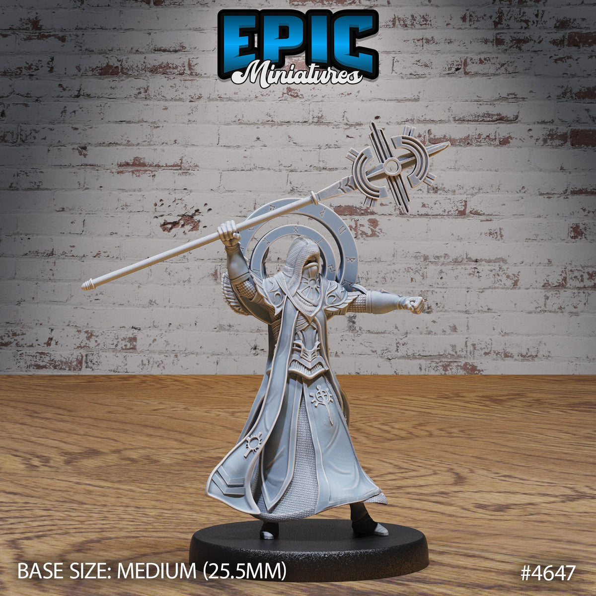 White Priest Option #4647 front DND miniature Faith Defender 16k resin