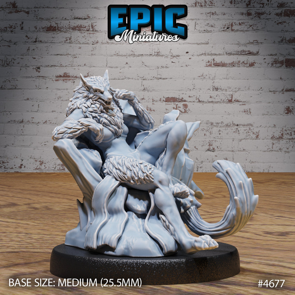 Werewolf Female option 2 123mm tall front DND miniature Beast Hunt 16k resin