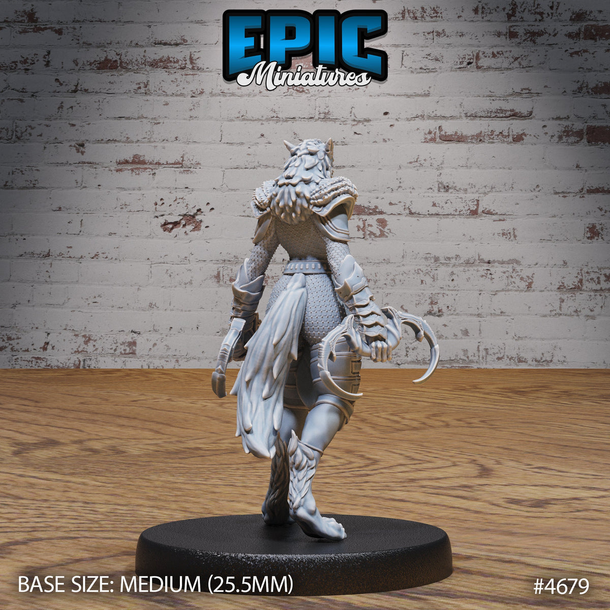 Werewolf Armored Female Option #4679 back DND miniature Beast Hunt 16k resin