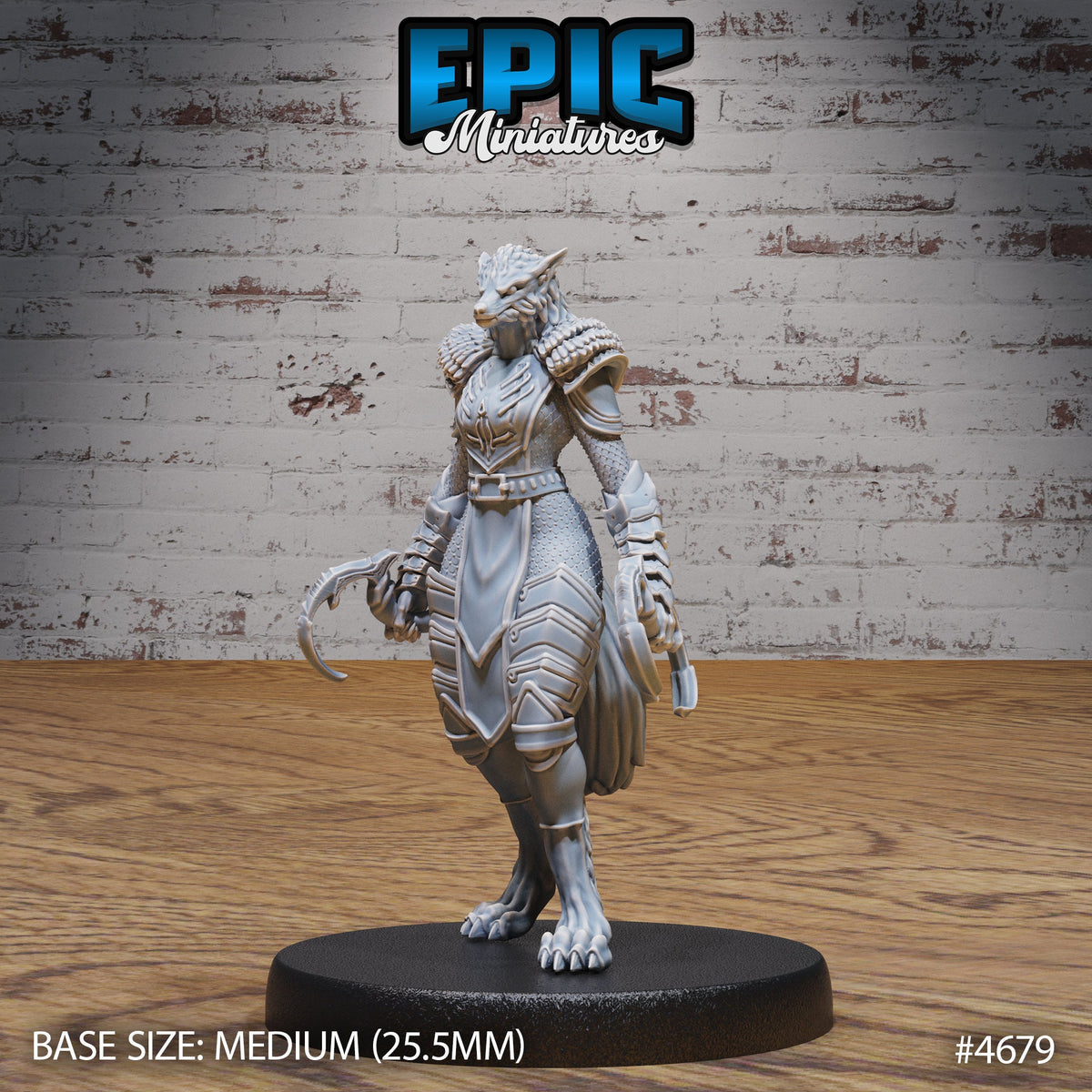 Werewolf Armored Female Option #4679 front DND miniature Beast Hunt 16k resin