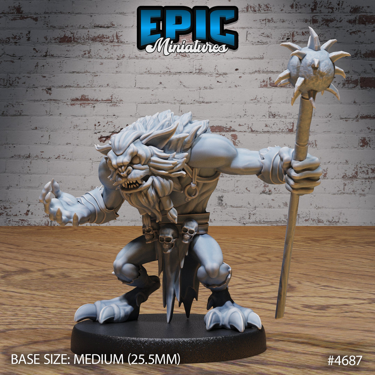 Skull Bear Option #4688 front DND miniature Beast Hunt 16k resin