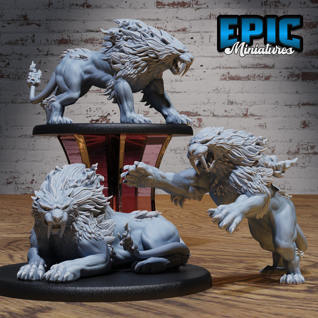 Sabertooth Beast Set of 3 DND miniatures group photo Beast Hunt