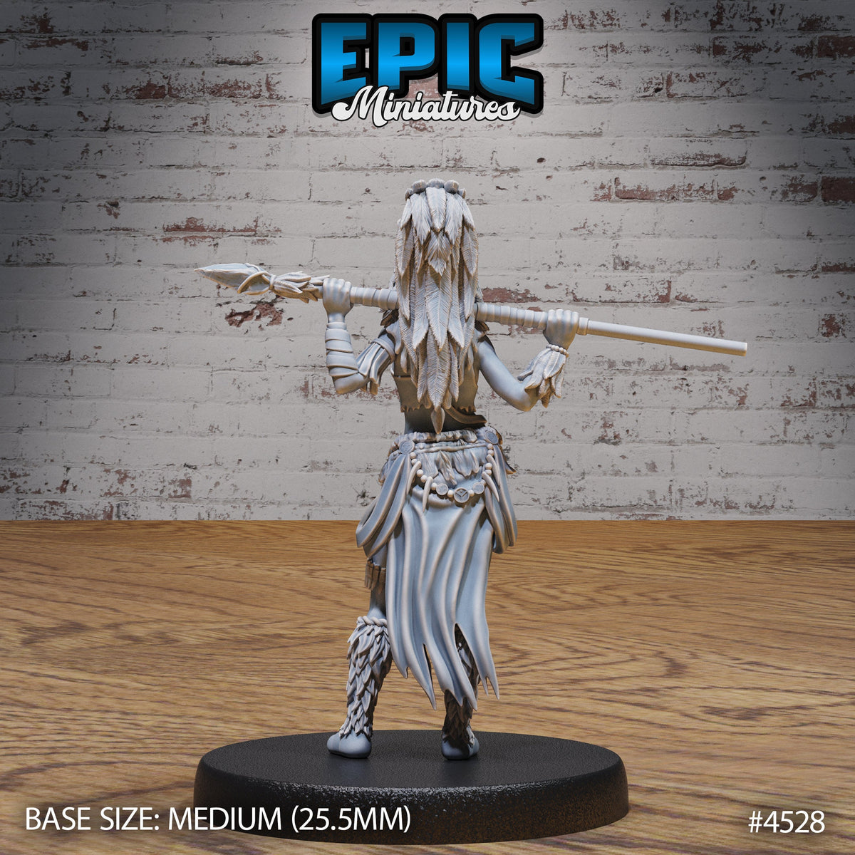 Lion Huntress Option #4530 front DND miniature Safari Tour 16k resin
