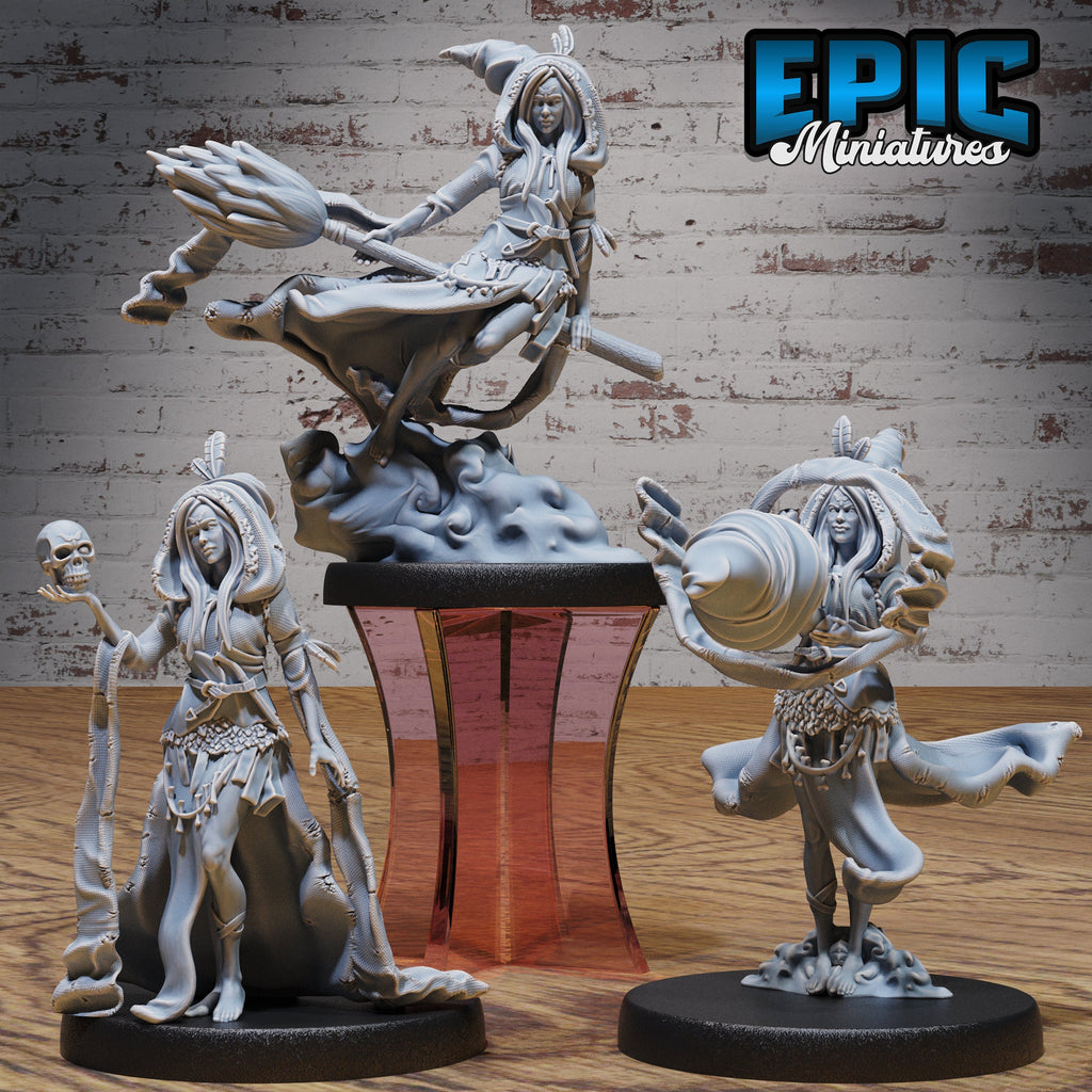 Tribe Green Witch Set of 3 DND miniatures group photo Safari Tour