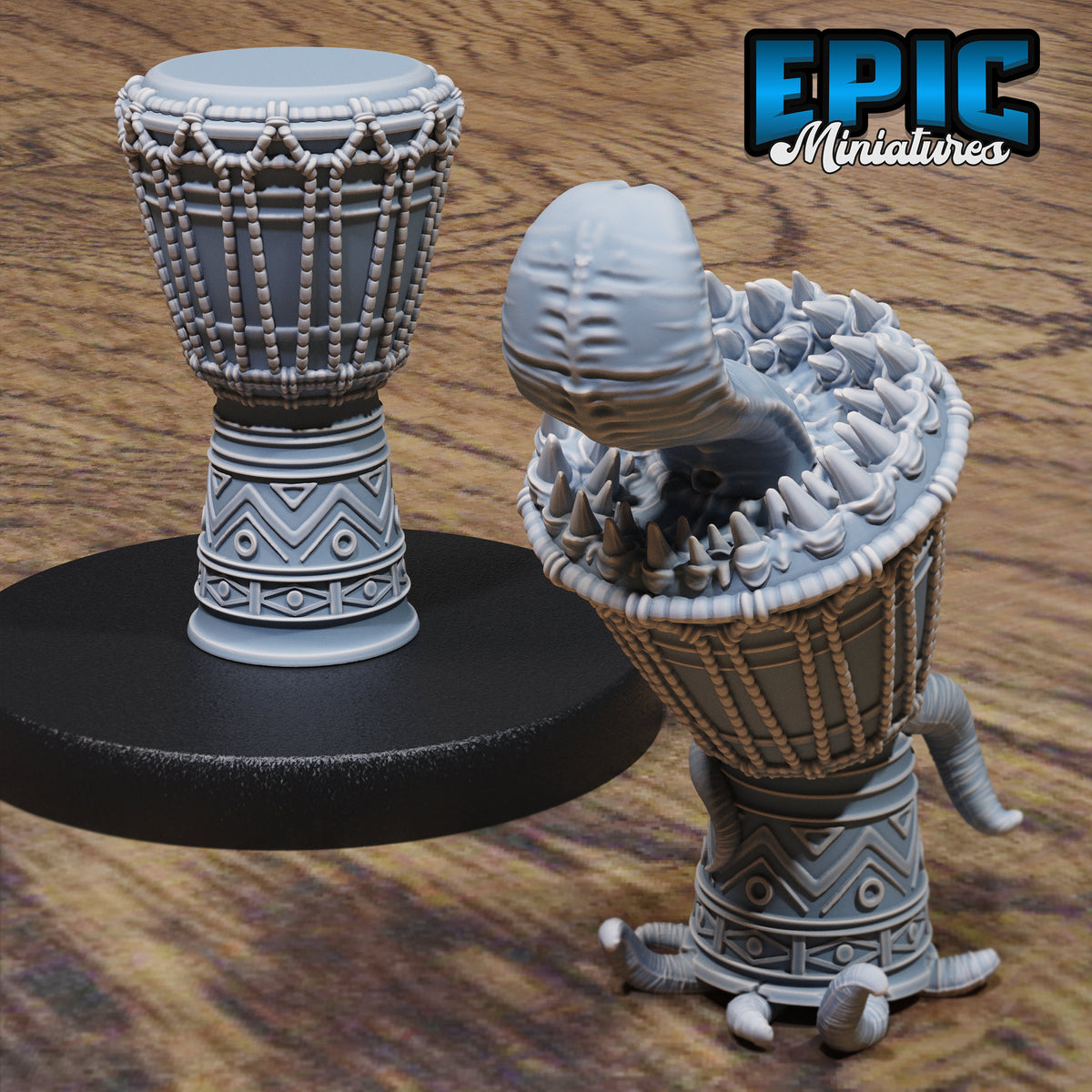Mimic Drum or Mimic Cauldron Set of 4 DND miniatures group photo Safari Tour