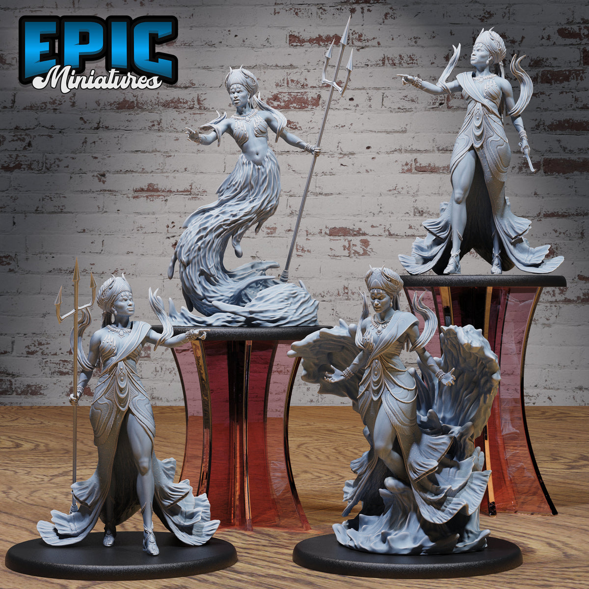 River Goddess Avatar Set of 4 DND miniatures group photo Safari Tour