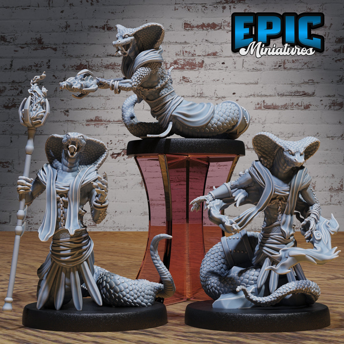 Cobra Folk Set of 3 DND miniatures group photo Serpents Rage