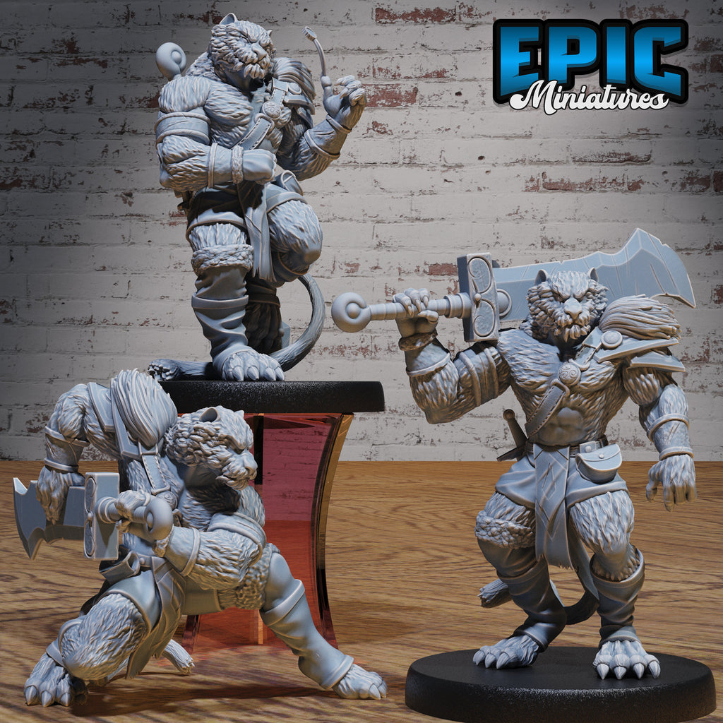 Tiger Folk Set of 3 DND miniatures group photo Serpents Rage