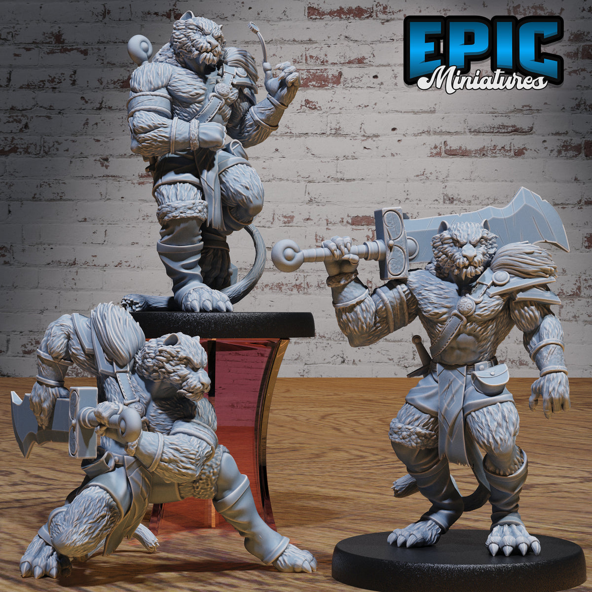 Tiger Folk Set of 3 DND miniatures group photo Serpents Rage