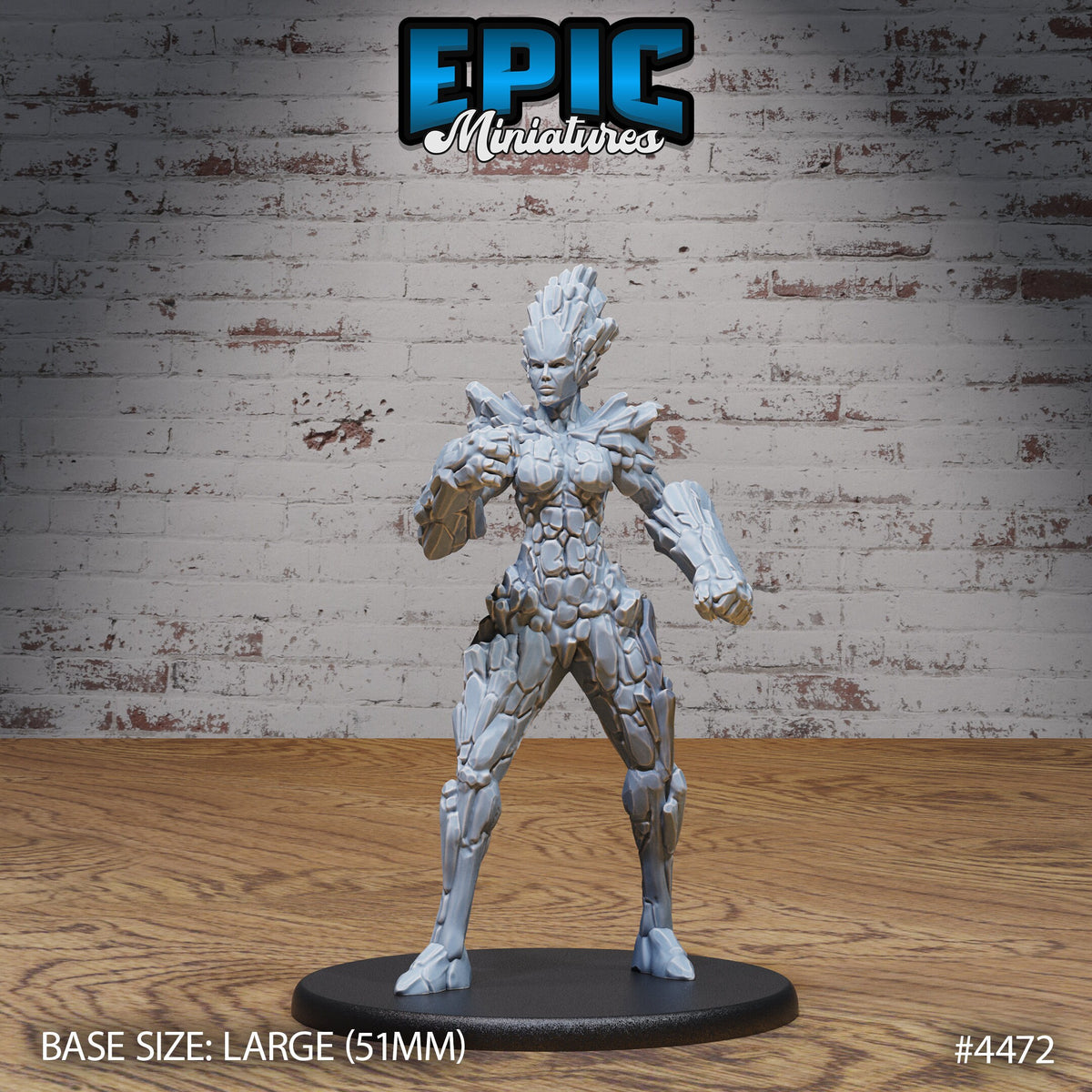Earth Elemental Female Option #4472 front DND miniature Deep Dark Caves 16k resin