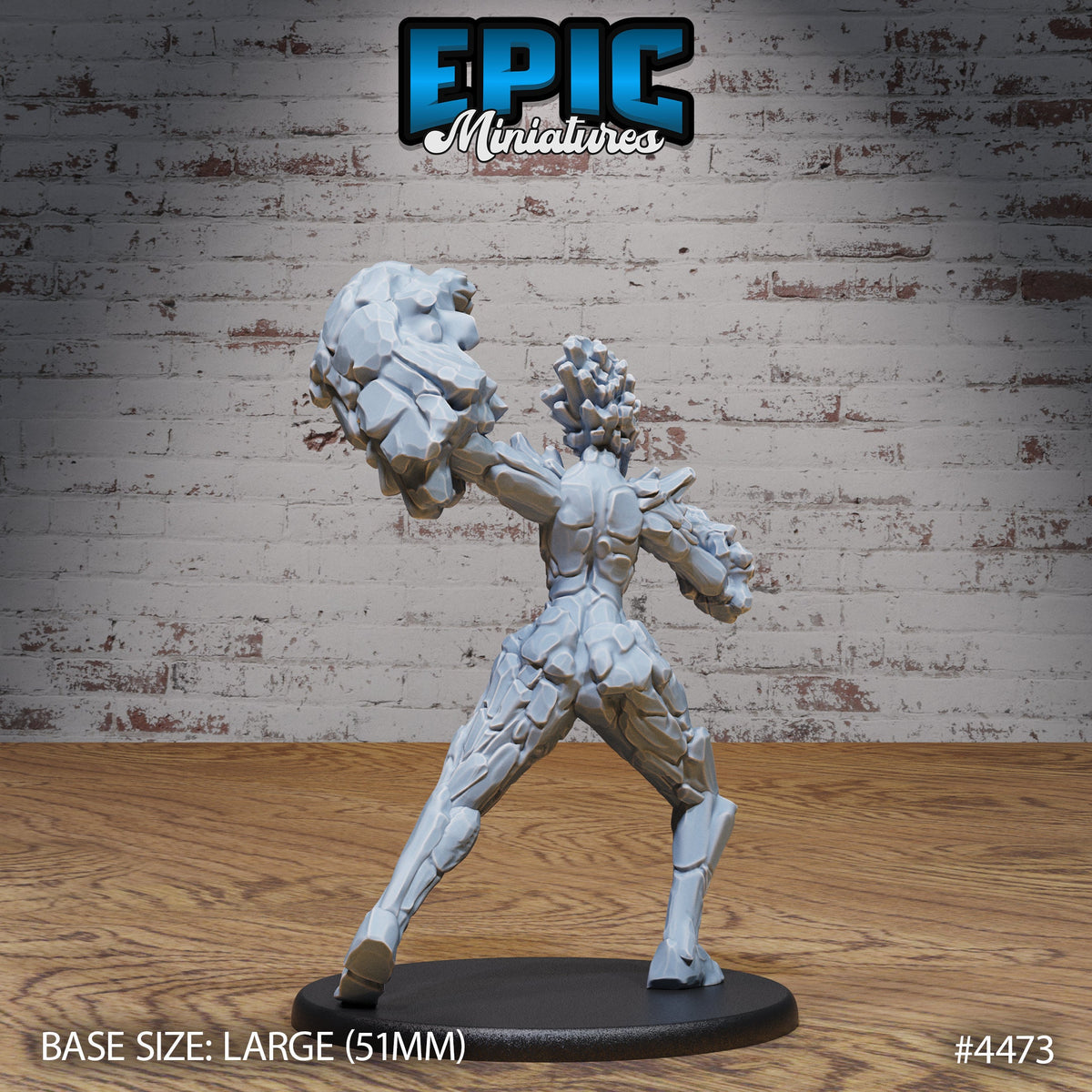 Earth Elemental Female Option #4473 back DND miniature Deep Dark Caves 16k resin