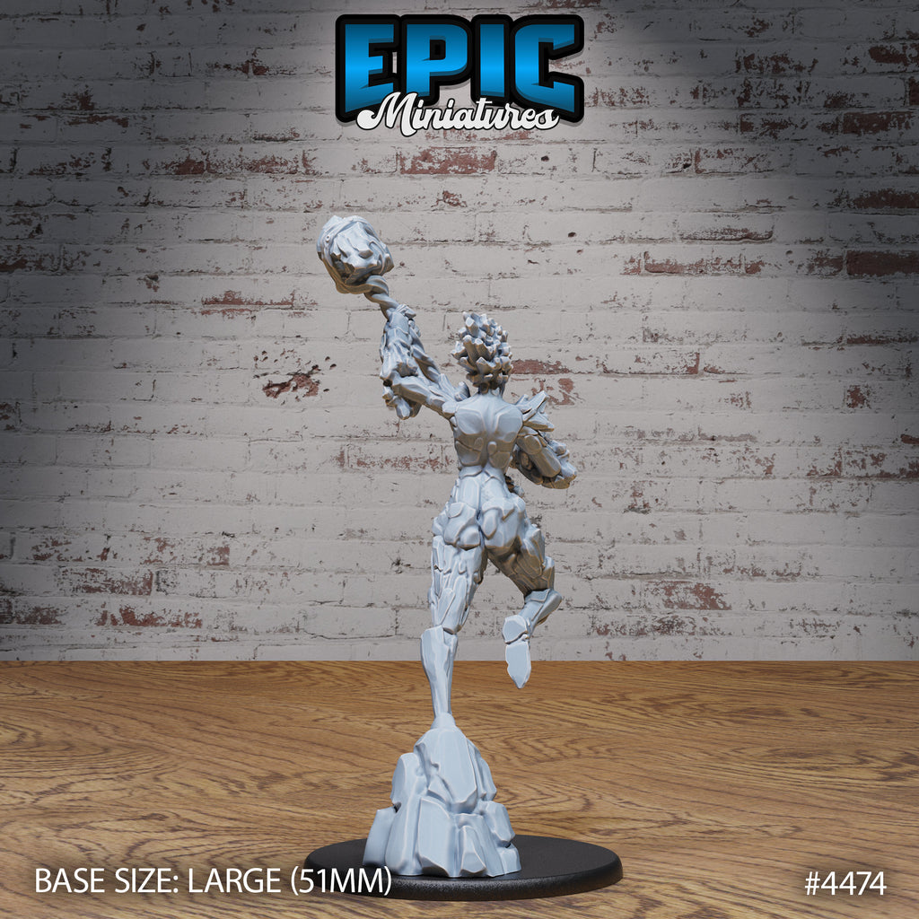 Earth Elemental Female Option #4474 back DND miniature Deep Dark Caves 16k resin