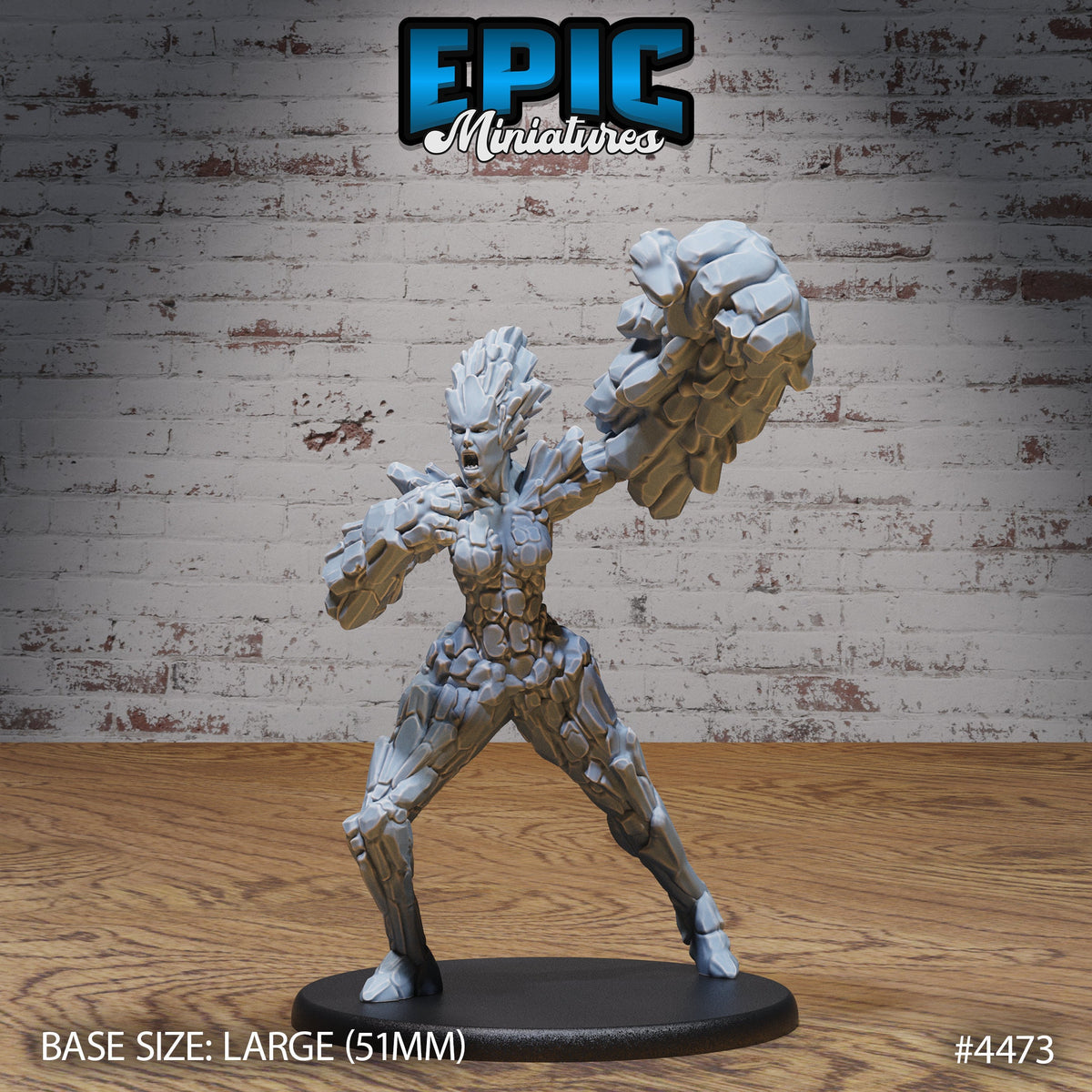 Earth Elemental Female Option #4473 front DND miniature Deep Dark Caves 16k resin