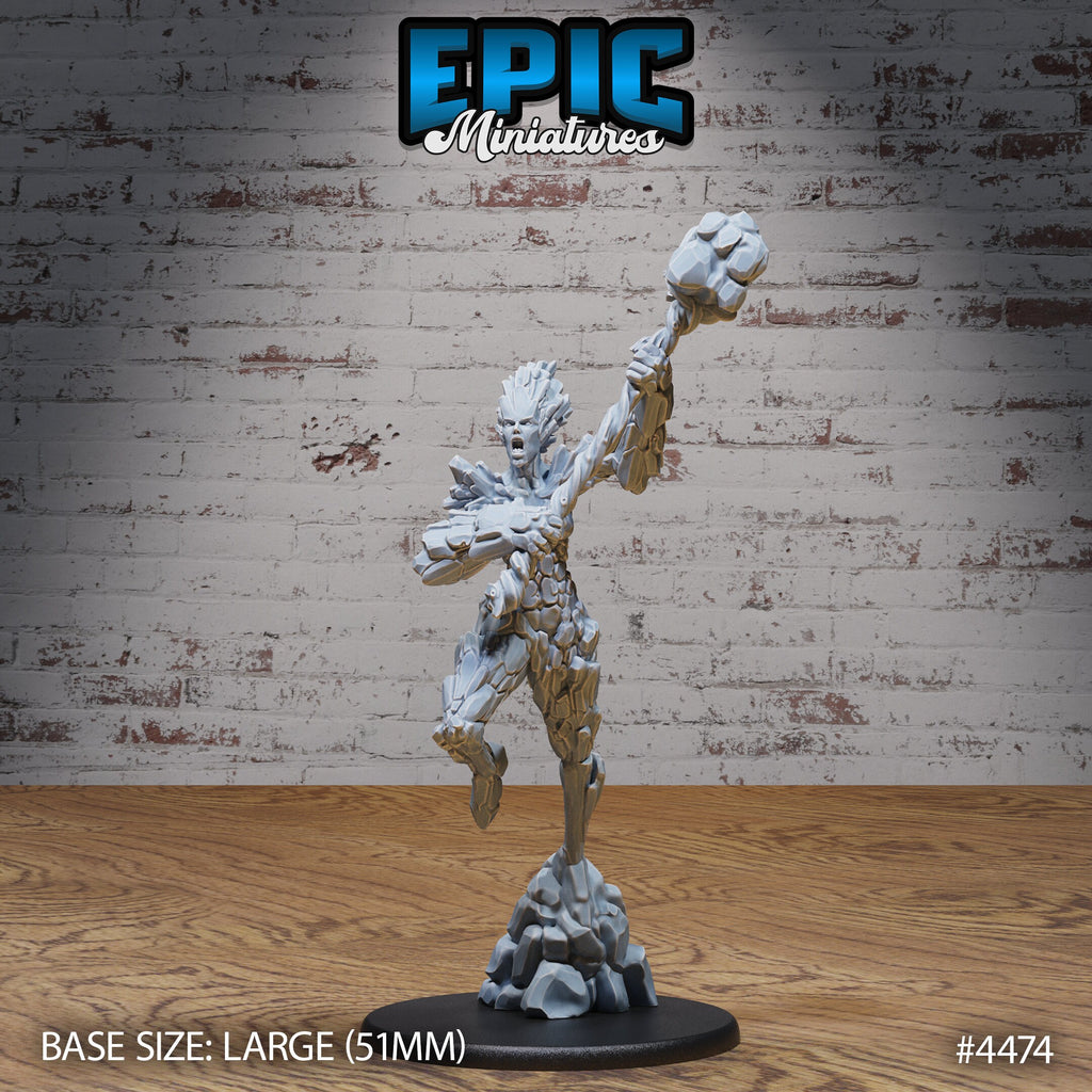 Earth Elemental Female Option #4474 front DND miniature Deep Dark Caves 16k resin