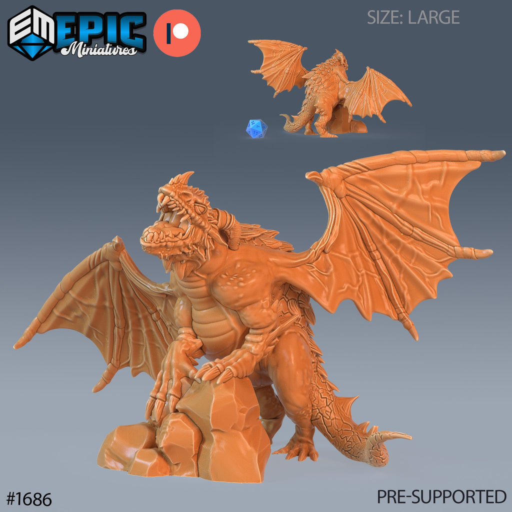 Cave Dragon Option #1686 front DND miniature Caves of Despair 16k resin